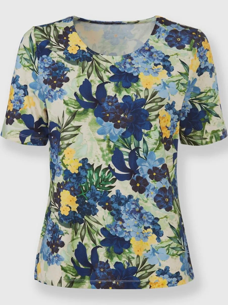 T-shirts à manches courtes fleuris en viscose extensible