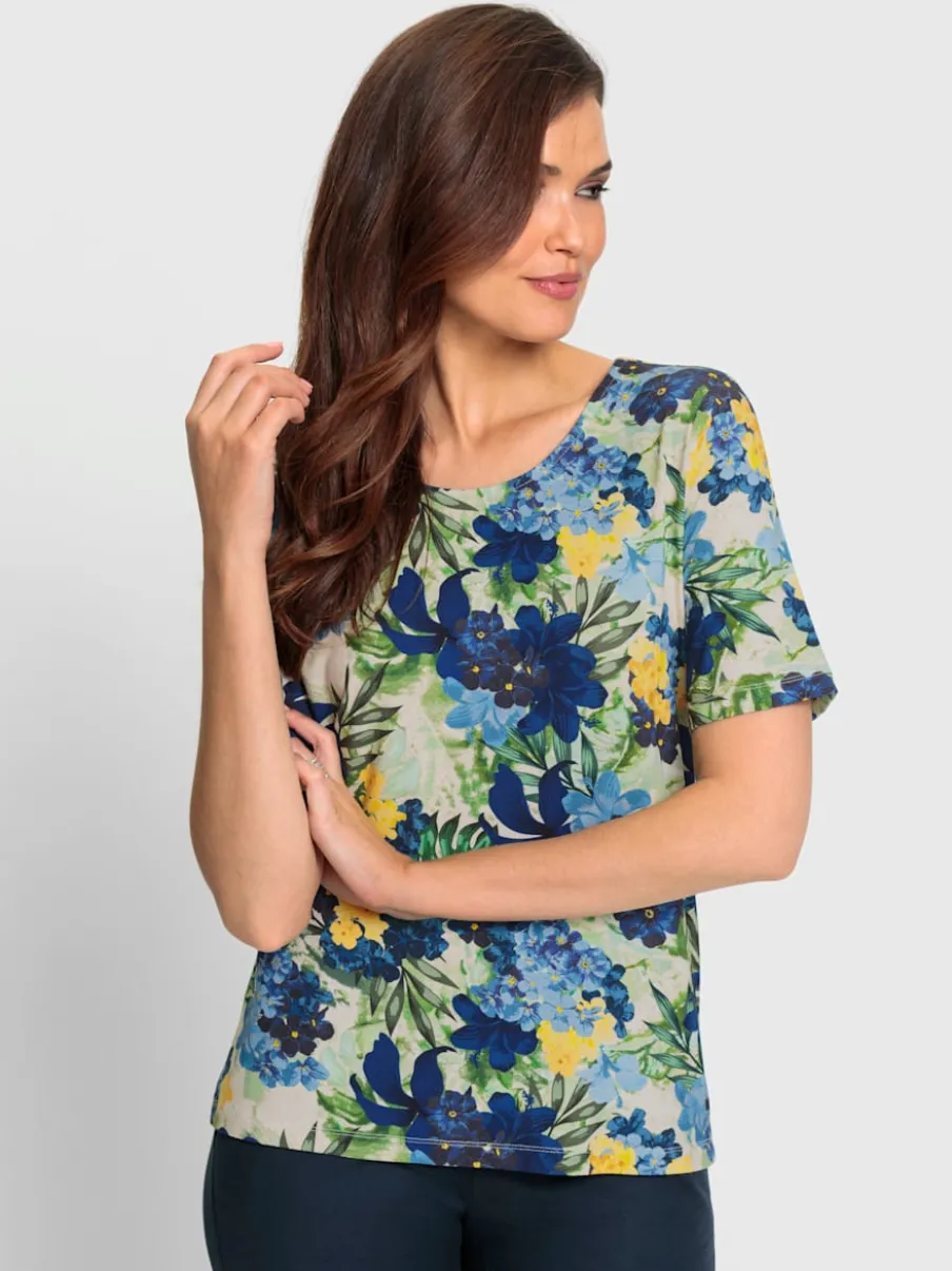 T-shirts à manches courtes fleuris en viscose extensible