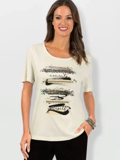 T-shirts à manches courtes imprimés avec détails brillants