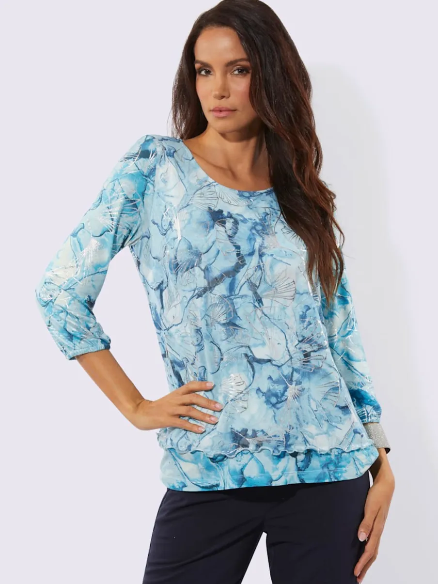 T-shirts à manches 3/4 en maille avec motifs floraux