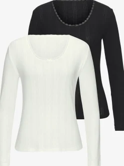 T-shirts à manches longues avec motif ajouré en dentelle