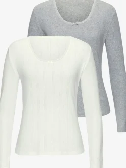 T-shirts à manches longues avec motif ajouré en dentelle