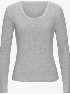 T-shirts à manches longues avec motif ajouré en dentelle