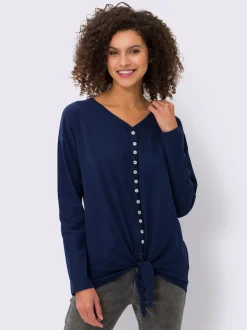 T-shirts à manches longues avec patte de boutonnage décorative