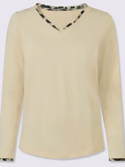 T-shirts à manches longues avec encolure en V animalier