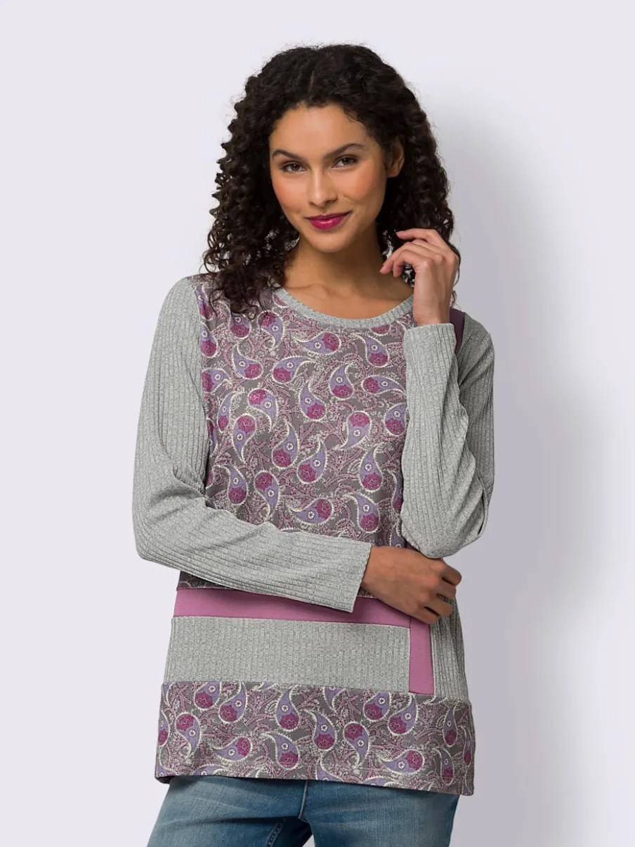 T-shirts à manches longues avec motif paisley texturé