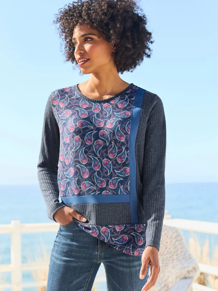 T-shirts à manches longues avec motif paisley texturé