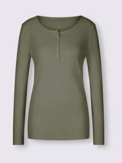 T-shirts à manches longues avec patte de boutonnage douce coton