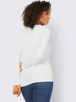 T-shirts à manches longues avec patte de boutonnage douce coton