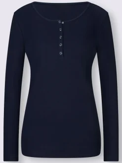T-shirts à manches longues avec patte de boutonnage douce coton