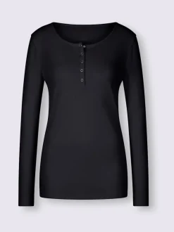 T-shirts à manches longues avec patte de boutonnage douce coton
