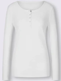 T-shirts à manches longues avec patte de boutonnage douce coton
