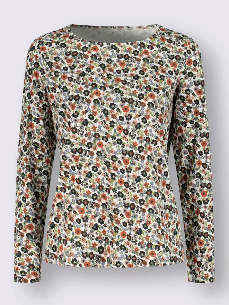 T-shirts à manches longues en coton motifs mille fleurs