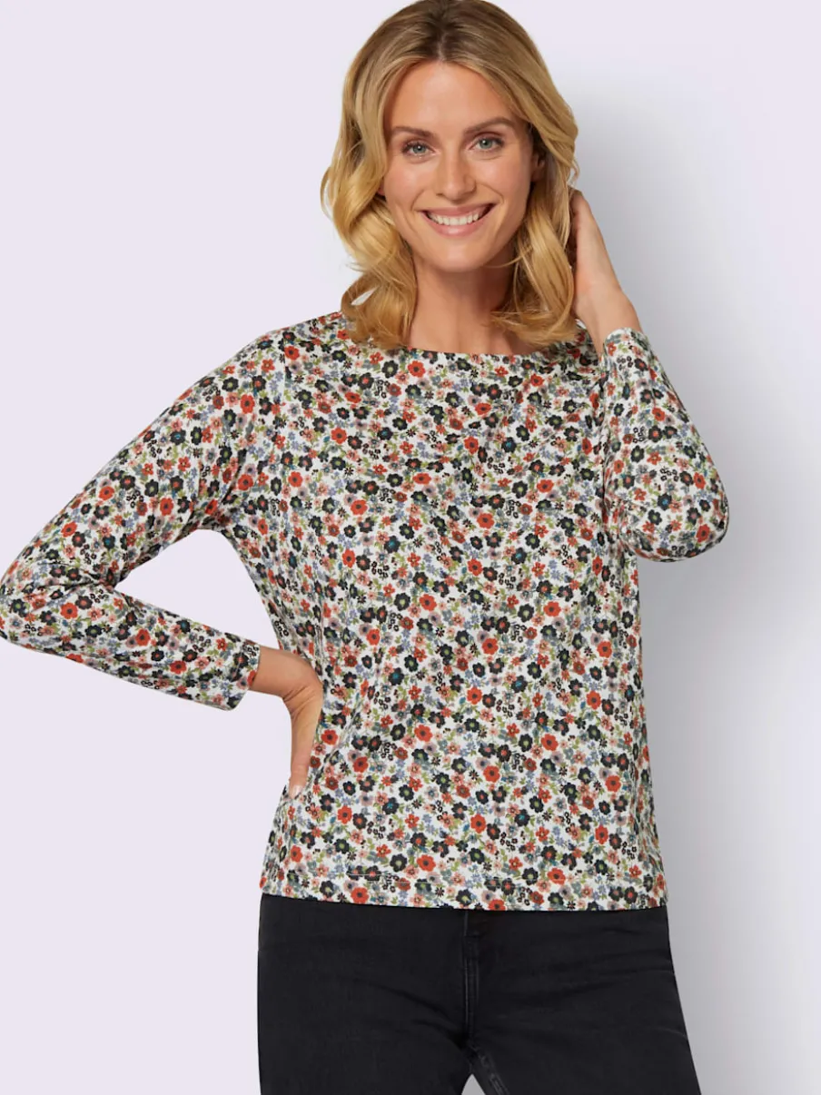 T-shirts à manches longues en coton motifs mille fleurs