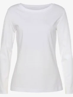 T-shirts à manches longues encolure ronde basiques interlock