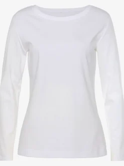 T-shirts à manches longues encolure ronde basiques interlock