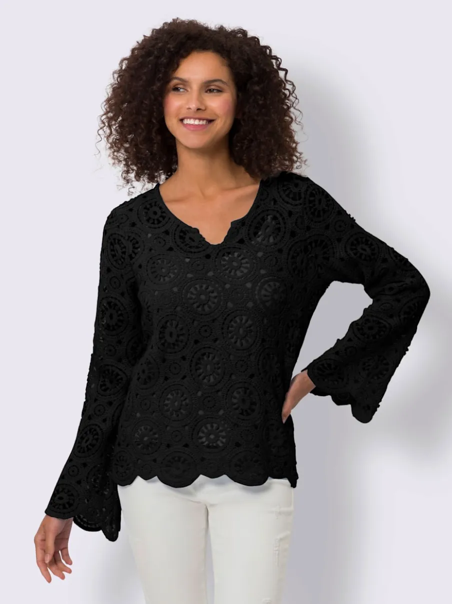 T-shirts à manches longues en dentelle macramé délicate