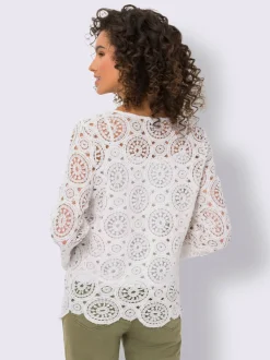 T-shirts à manches longues en dentelle macramé délicate