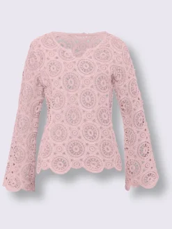 T-shirts à manches longues en dentelle macramé délicate