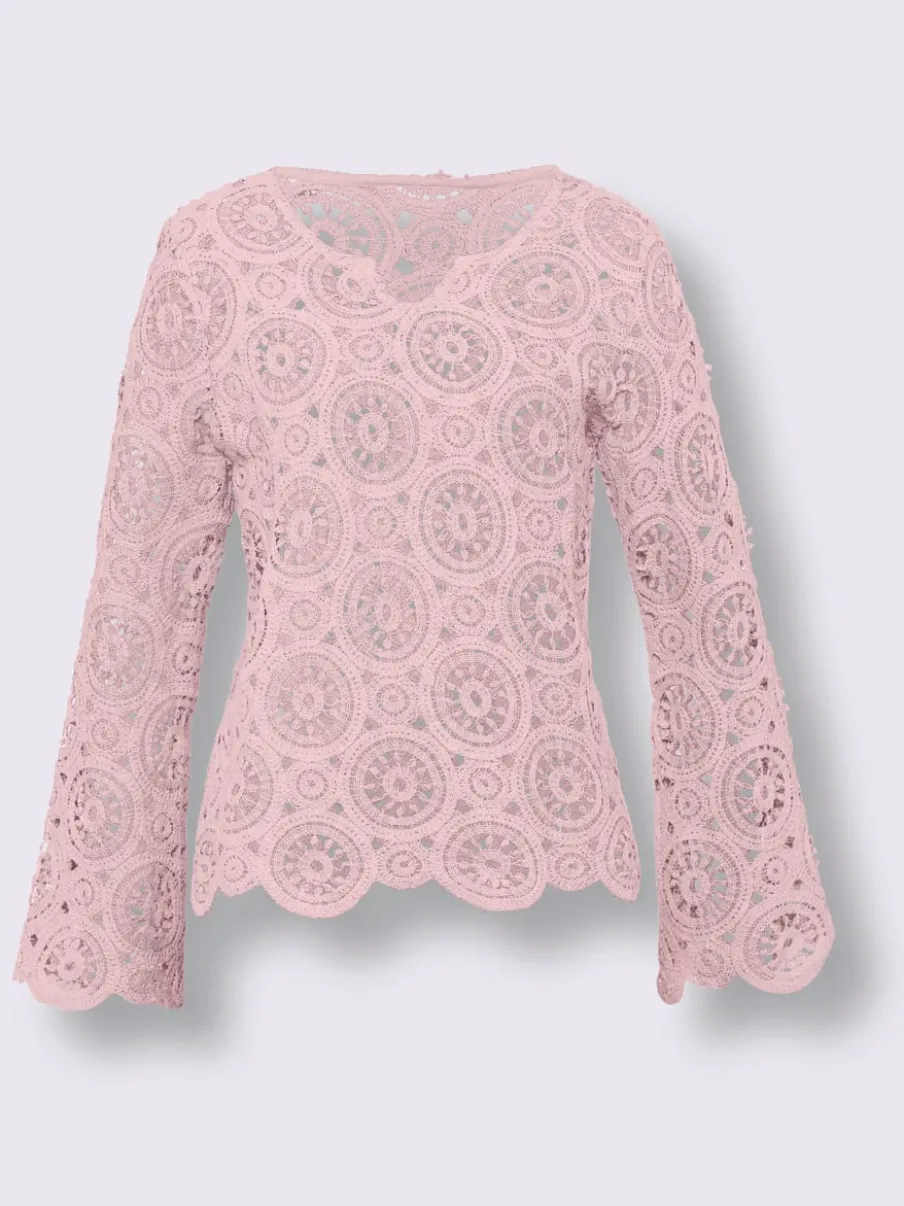 T-shirts à manches longues en dentelle macramé délicate