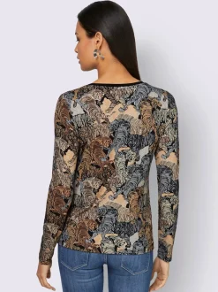 T-shirts à manches longues en viscose avec imprimé animal