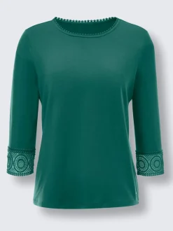 T-shirts à manches trois quarts en lyocell à dentelle
