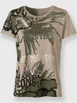 T-shirts à motifs floraux avec encolure ronde et manches courtes