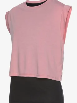 T-shirt sport avec débardeur intégré manches courtes ample