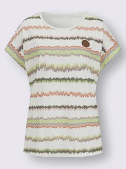T-shirts rayés à col rond avec mancherons décontractés