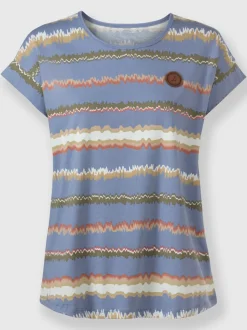 T-shirts rayés à col rond avec mancherons décontractés