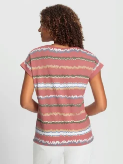 T-shirts rayés à col rond avec mancherons décontractés