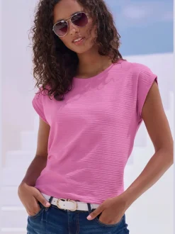 T-shirts rayés à col rond et manches courtes en coton