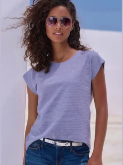 T-shirts rayés à col rond et manches courtes en coton