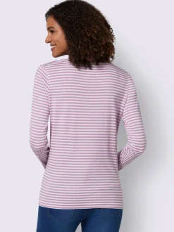 T-shirts rayés doux en jersey avec col rond