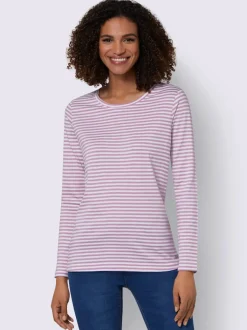 T-shirts rayés doux en jersey avec col rond