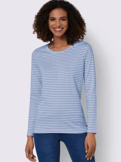 T-shirts rayés doux en jersey avec col rond