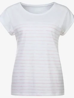 T-shirts rayés à ourlet droit en coton structuré