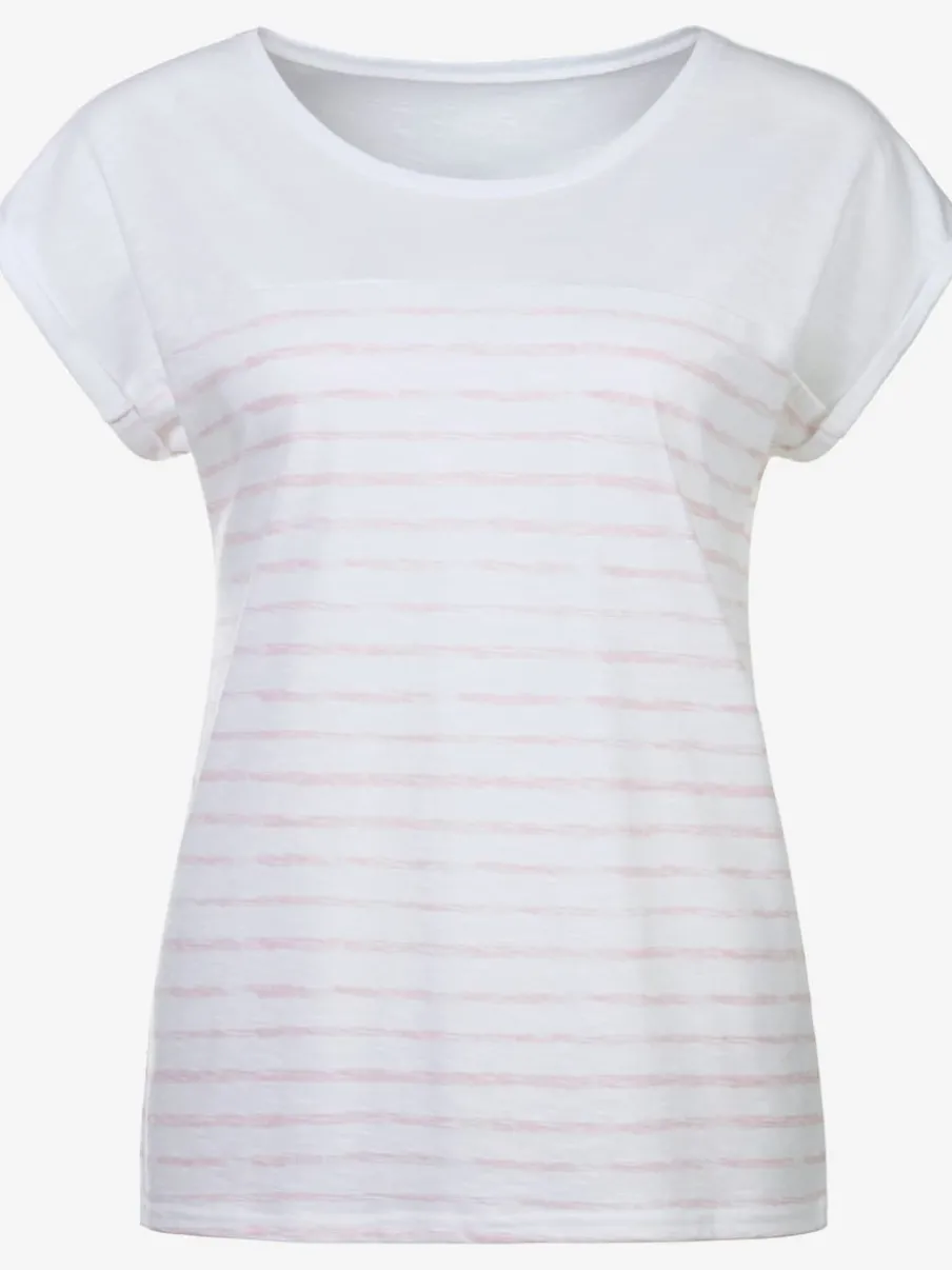 T-shirts rayés à ourlet droit en coton structuré