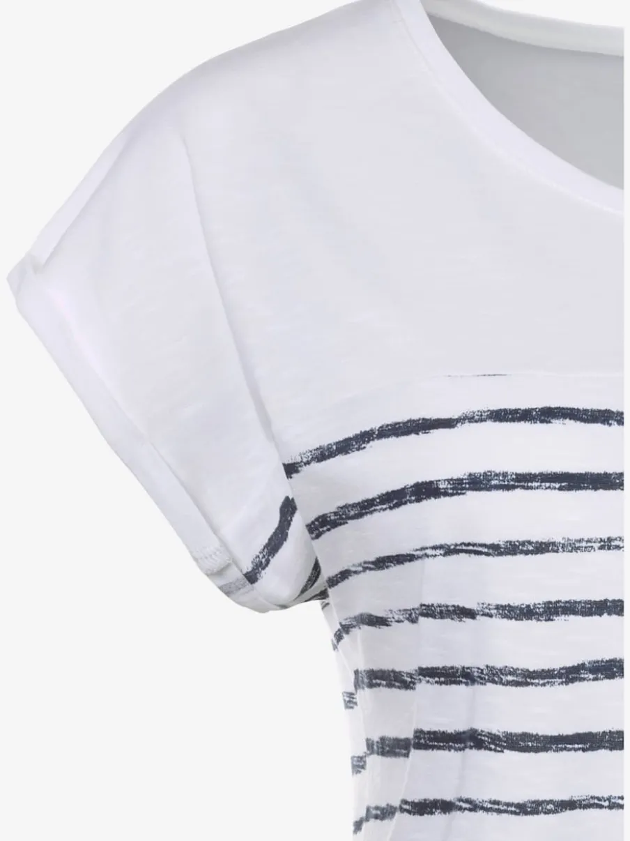 T-shirts rayés à ourlet droit en coton structuré