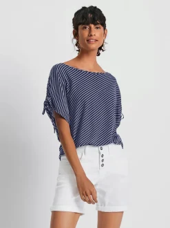 T-shirts à rayures avec encolure ronde et manches ajustables