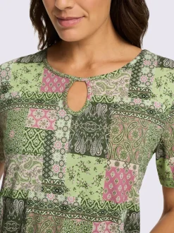 Tunique à col rond et manches courtes avec imprimé patchwork