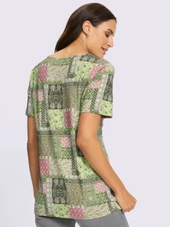 Tunique à col rond et manches courtes avec imprimé patchwork