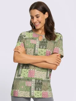 Tunique à col rond et manches courtes avec imprimé patchwork