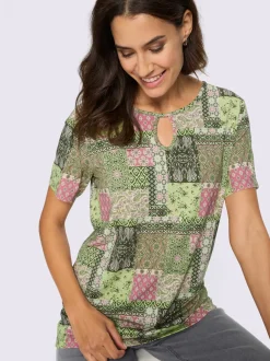 Tunique à col rond et manches courtes avec imprimé patchwork