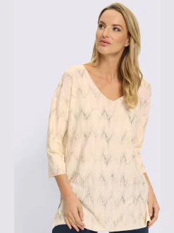 Tunique à encolure en V avec motifs géométriques et manches 3/4