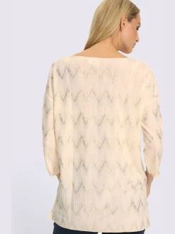 Tunique à encolure en V avec motifs géométriques et manches 3/4