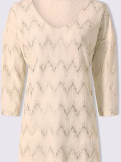 Tunique à encolure en V avec motifs géométriques et manches 3/4
