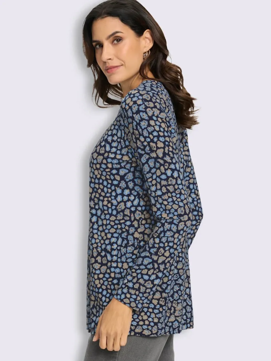 Tunique fluide à pois en viscose ECOVERO avec manches longues