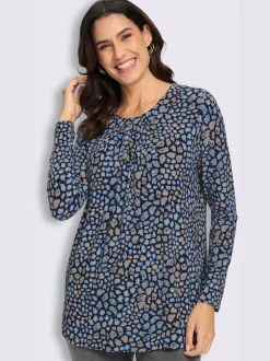 Tunique fluide à pois en viscose ECOVERO avec manches longues