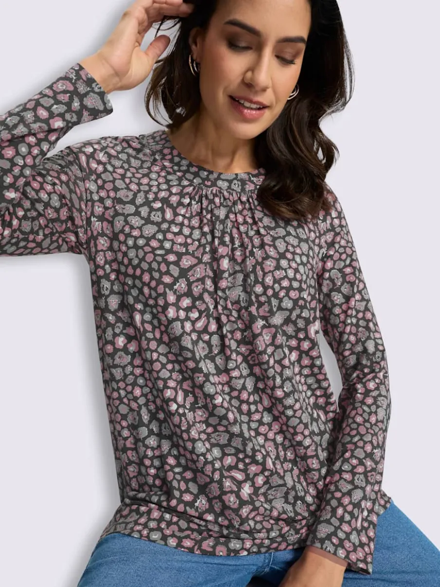 Tunique fluide à pois en viscose ECOVERO avec manches longues